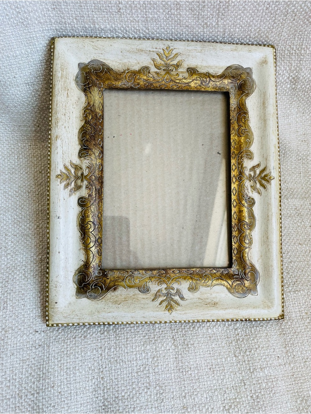 Decorative Gold and Cream Ornate Standalone Photo Frame Fits 5x7"